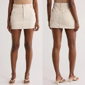Etica Sheldon Mini Skirt Size 32 NWT Parchment Neutral